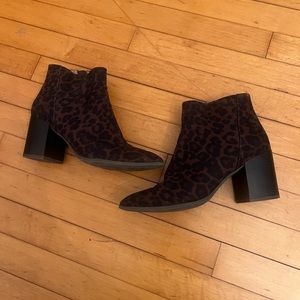 A New Day, Leopard, Heeled Suede-Like Booties, Size 9, Smoke Free Home